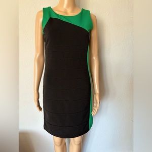 Madame Womens Boydcon Sleeveless Dress Black & Green Side Zip Sleeveless M